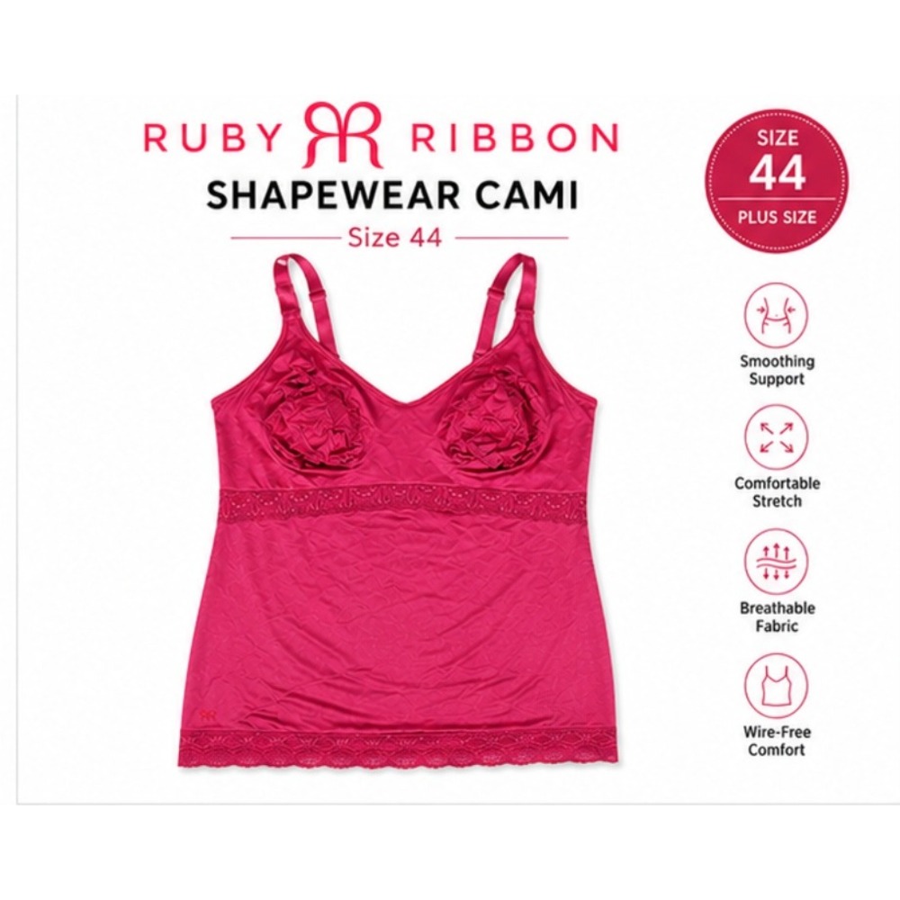 Ruby Ribbon Shapewear Cami Womens 44 Pink Lace Lift Luxe Full Support 3680 - Picture 1 of 5